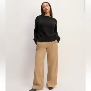 Everlane The Cotton Honeycomb Square Crew - Black Medium